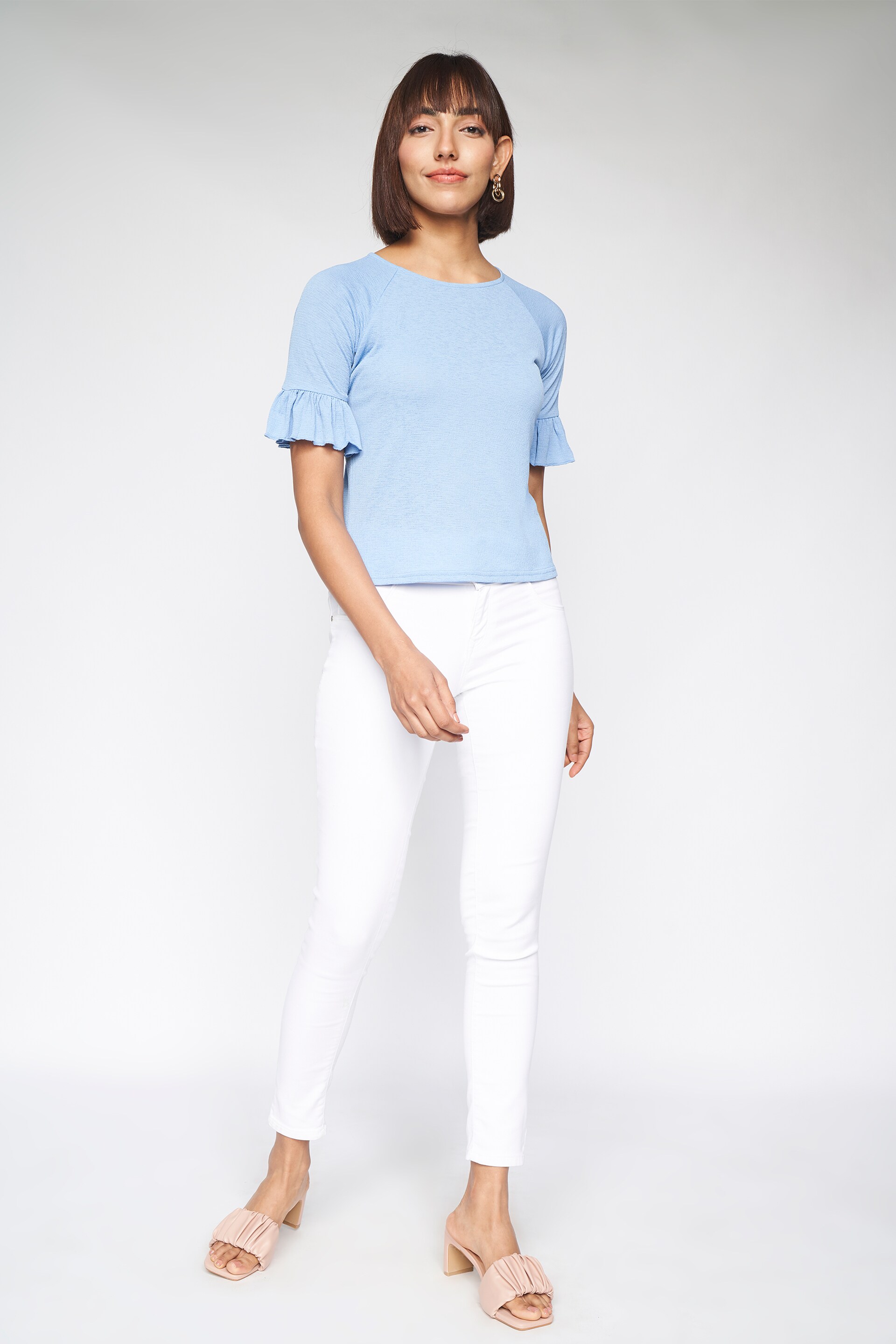 2 - Powder Blue Solid Straight Top, image 2