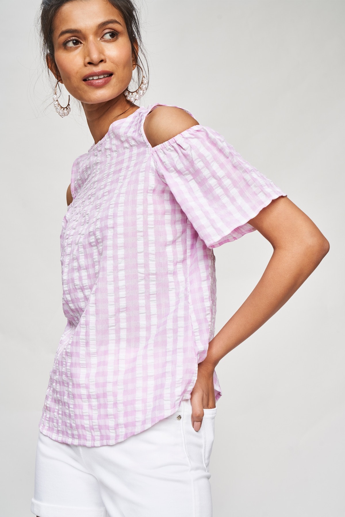 5 - Pink Striped Fit And Flare Top, image 5