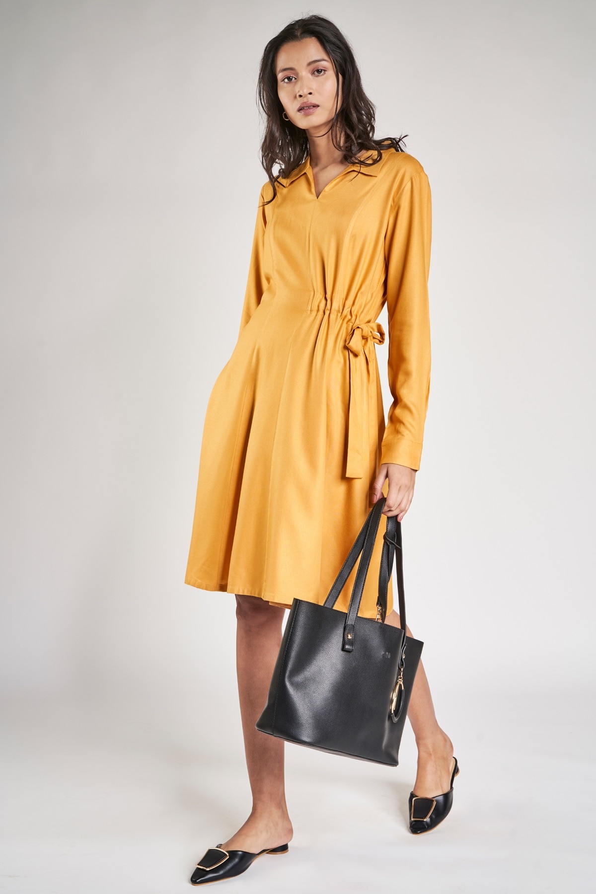 5 - Yellow Solid Shift Dress, image 5